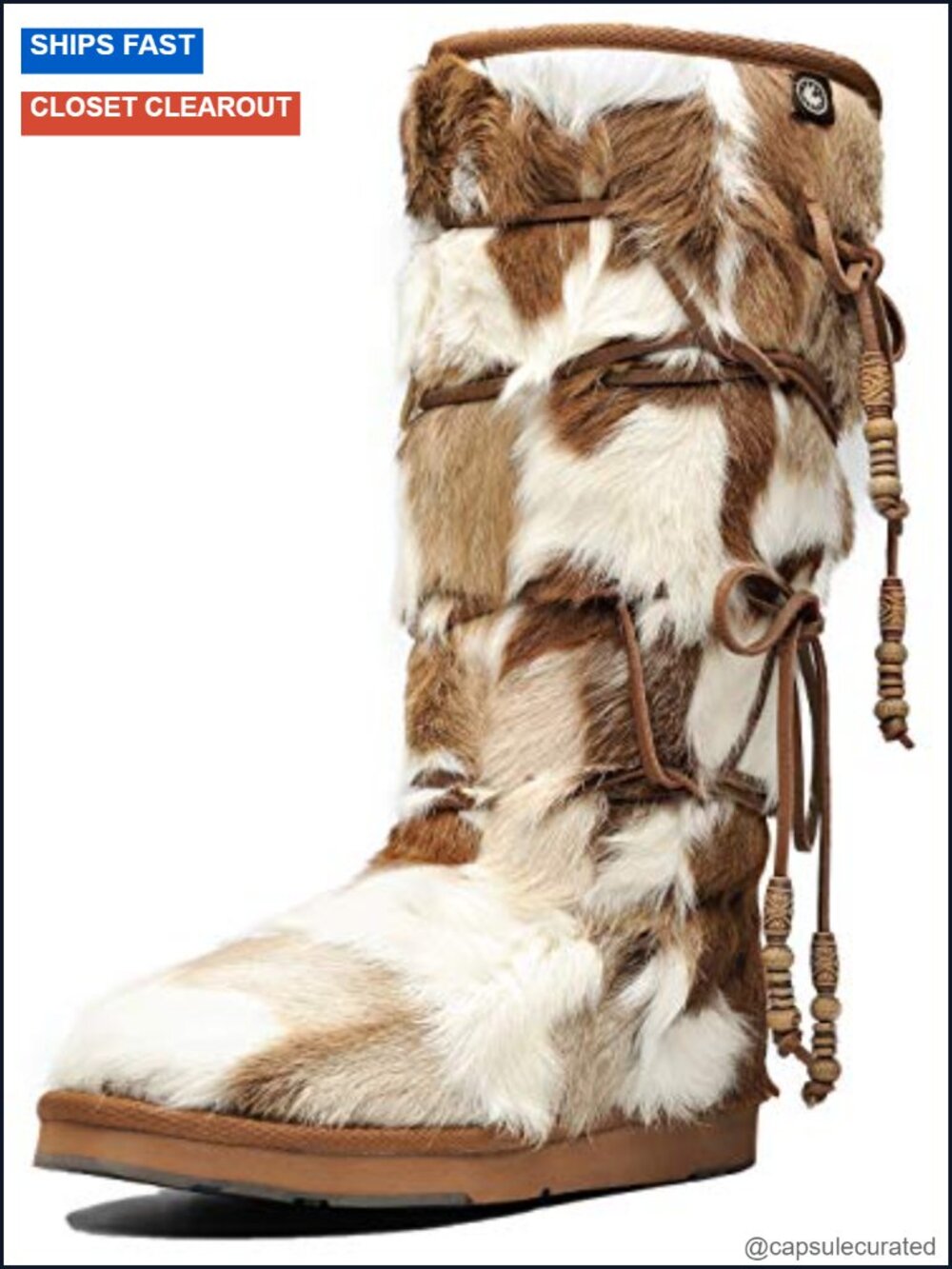Women's Shearling Snow Boots Knee High Winter Fur Pull-On
